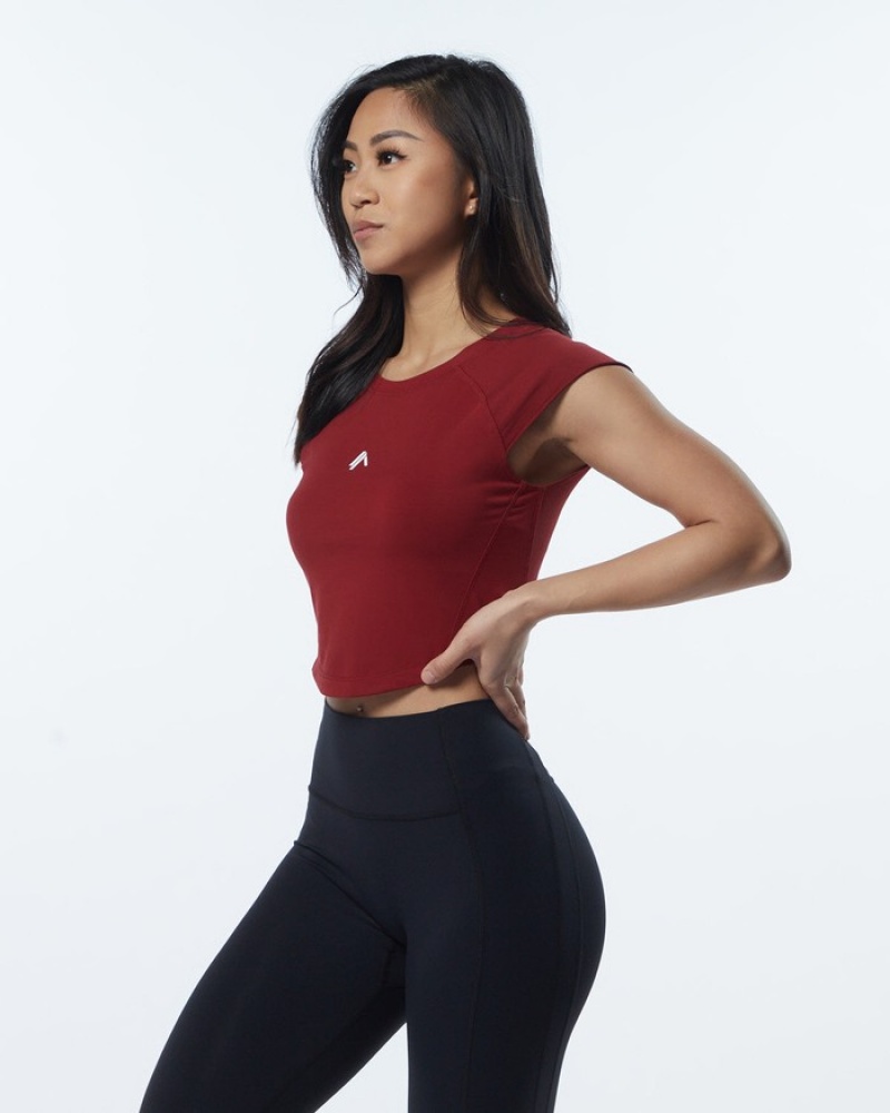 Alphalete Velocity Crop Overhemd Dames Rood | 30OEXBWCG