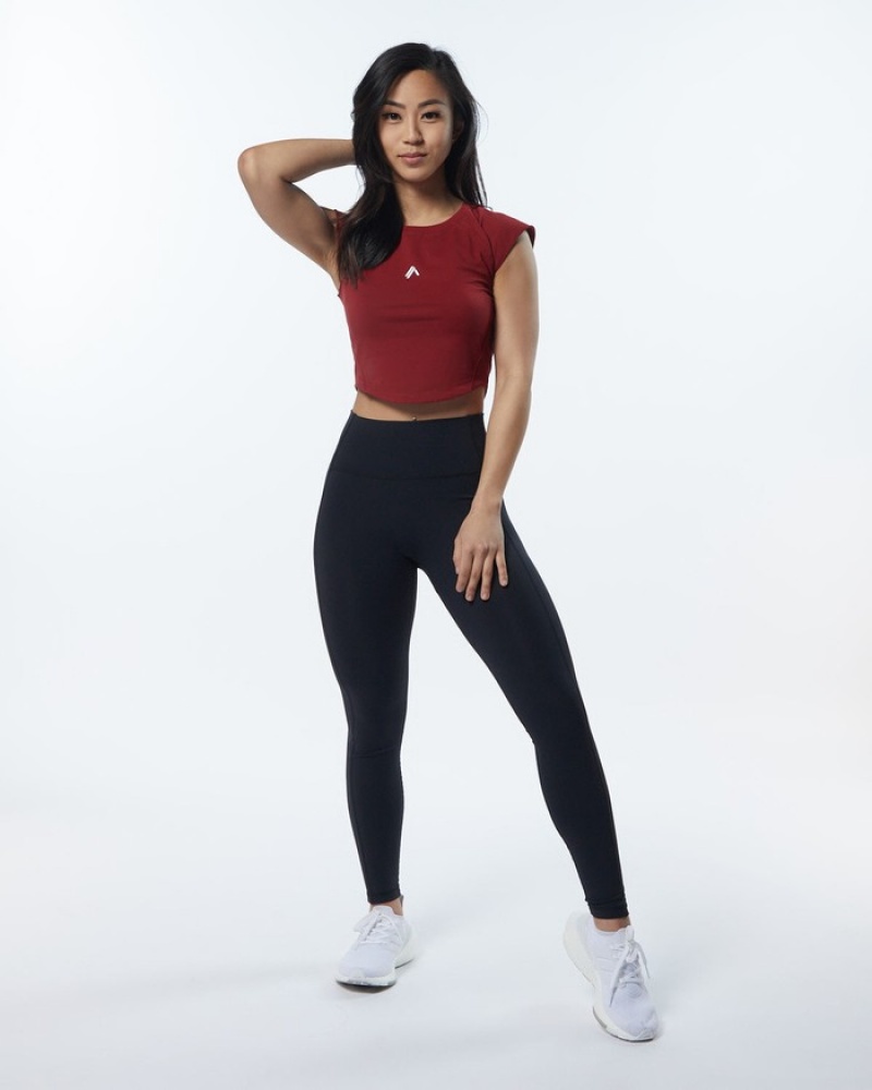 Alphalete Velocity Crop Overhemd Dames Rood | 30OEXBWCG