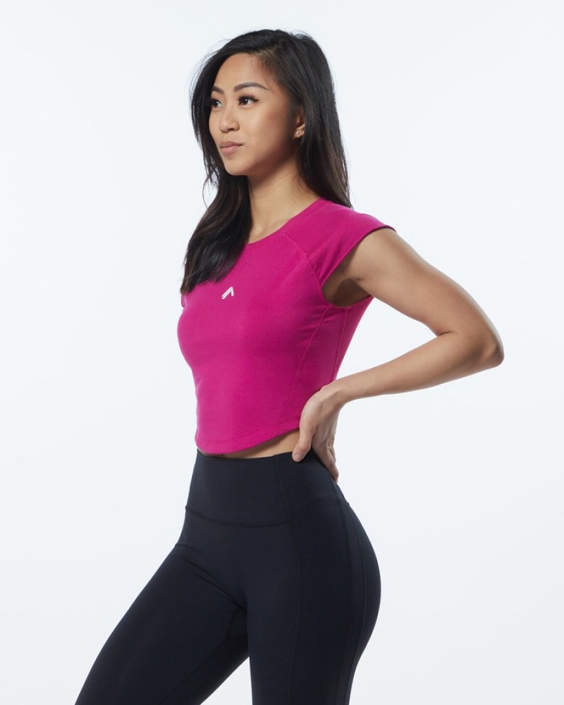 Alphalete Velocity Crop Overhemd Dames Roze | 85ATUWZCL