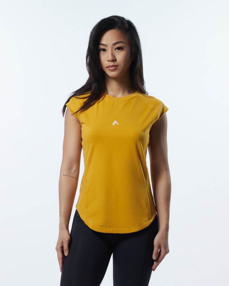 Alphalete Velocity Overhemd Dames Geel | 36VIMUDPW