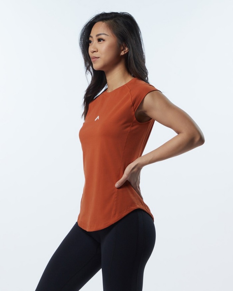 Alphalete Velocity Overhemd Dames Oranje | 09KBHGQYO