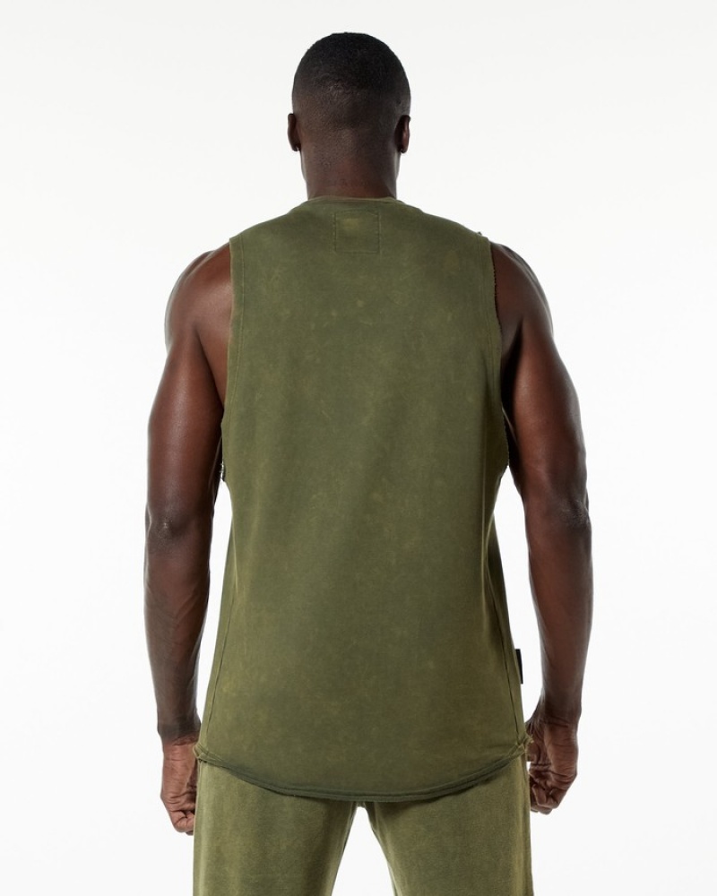 Alphalete Very Terry Cutoff Tanktop Heren Groen | 06KRBTYAM