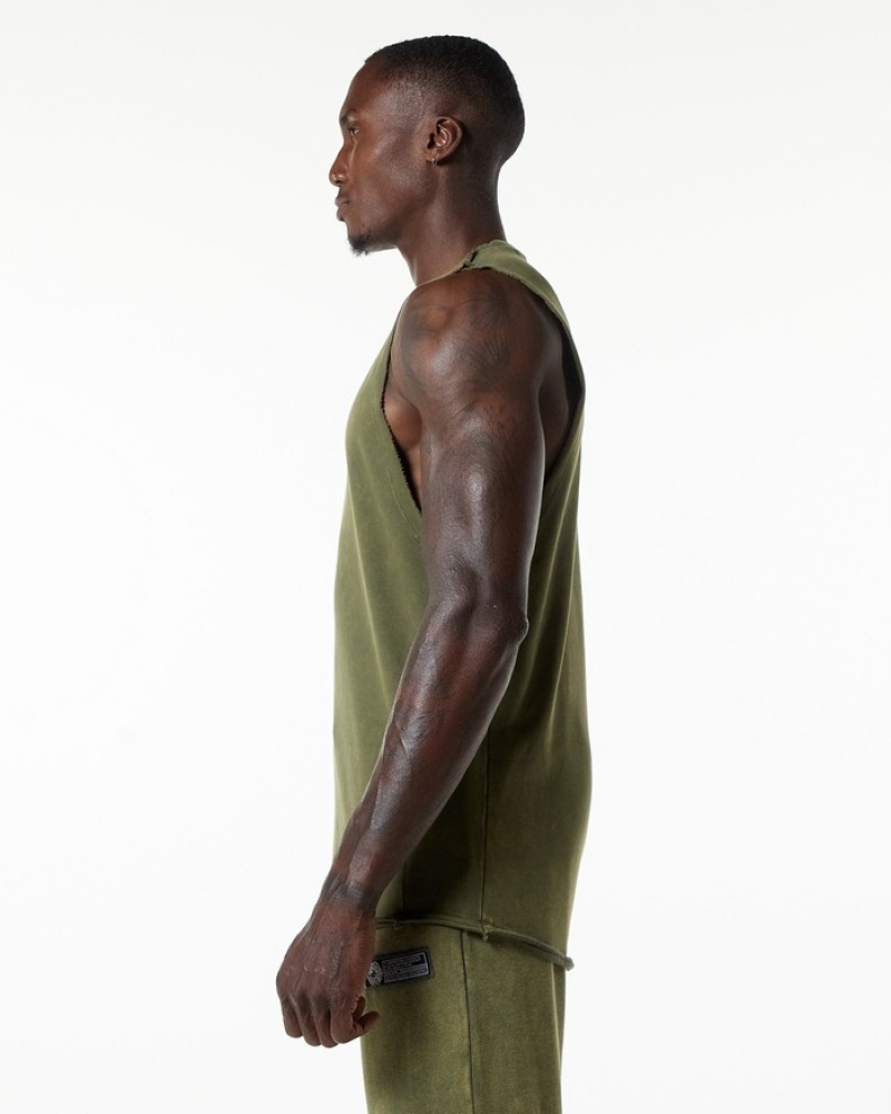 Alphalete Very Terry Cutoff Tanktop Heren Groen | 06KRBTYAM