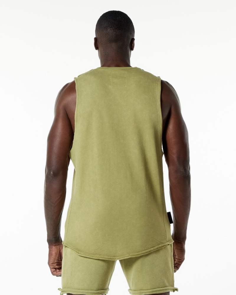 Alphalete Very Terry Cutoff Tanktop Heren Groen | 67QKROXFM