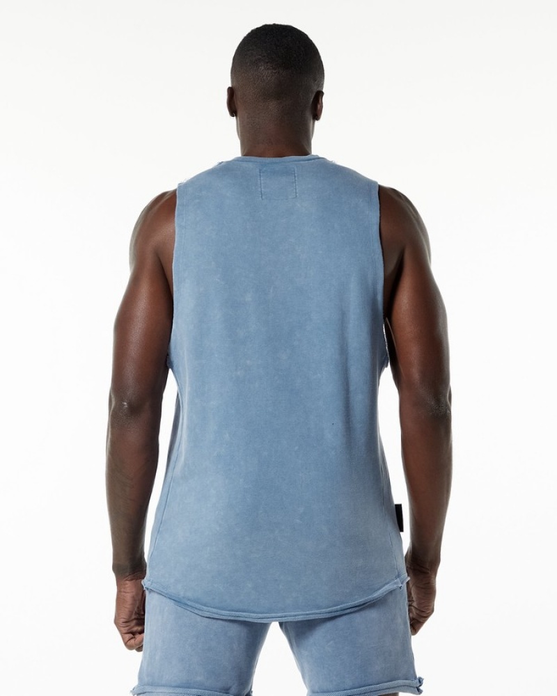 Alphalete Very Terry Cutoff Tanktop Heren Blauw | 97BQLDKHY