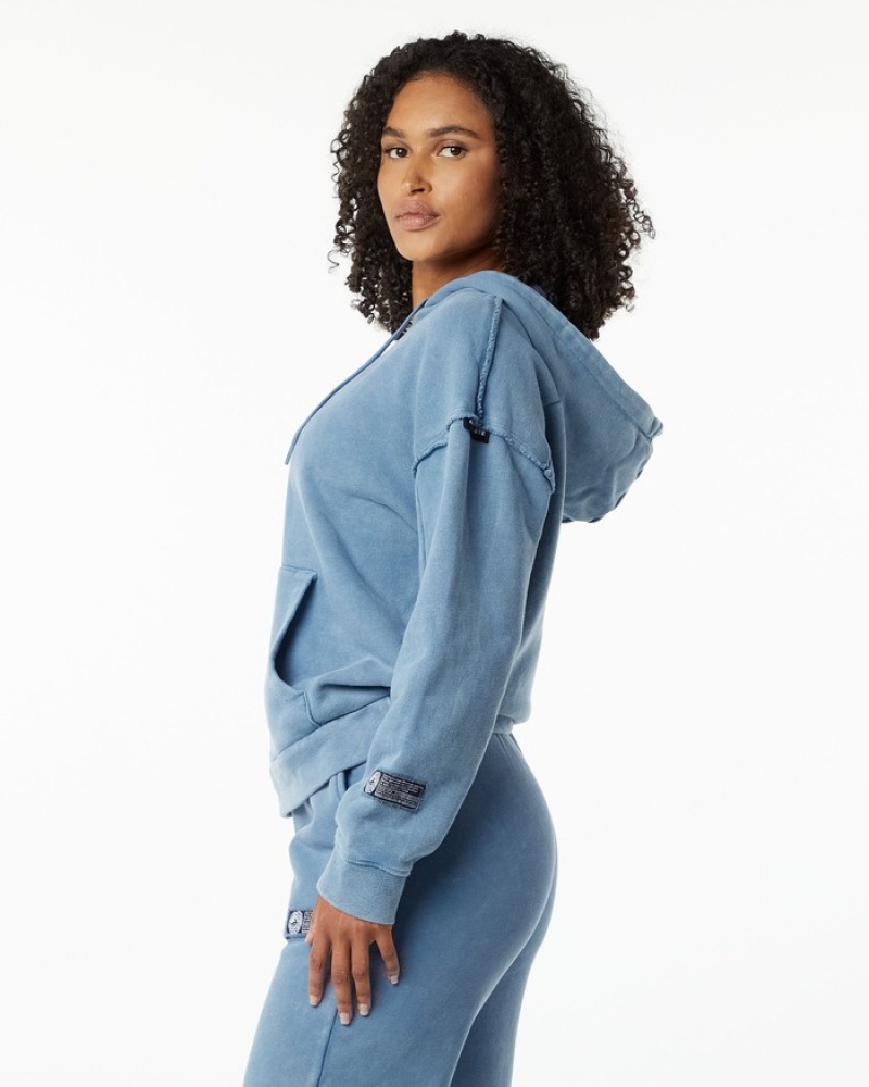 Alphalete Very Terry Hoodie Dames Blauw | 56QUYNGLH