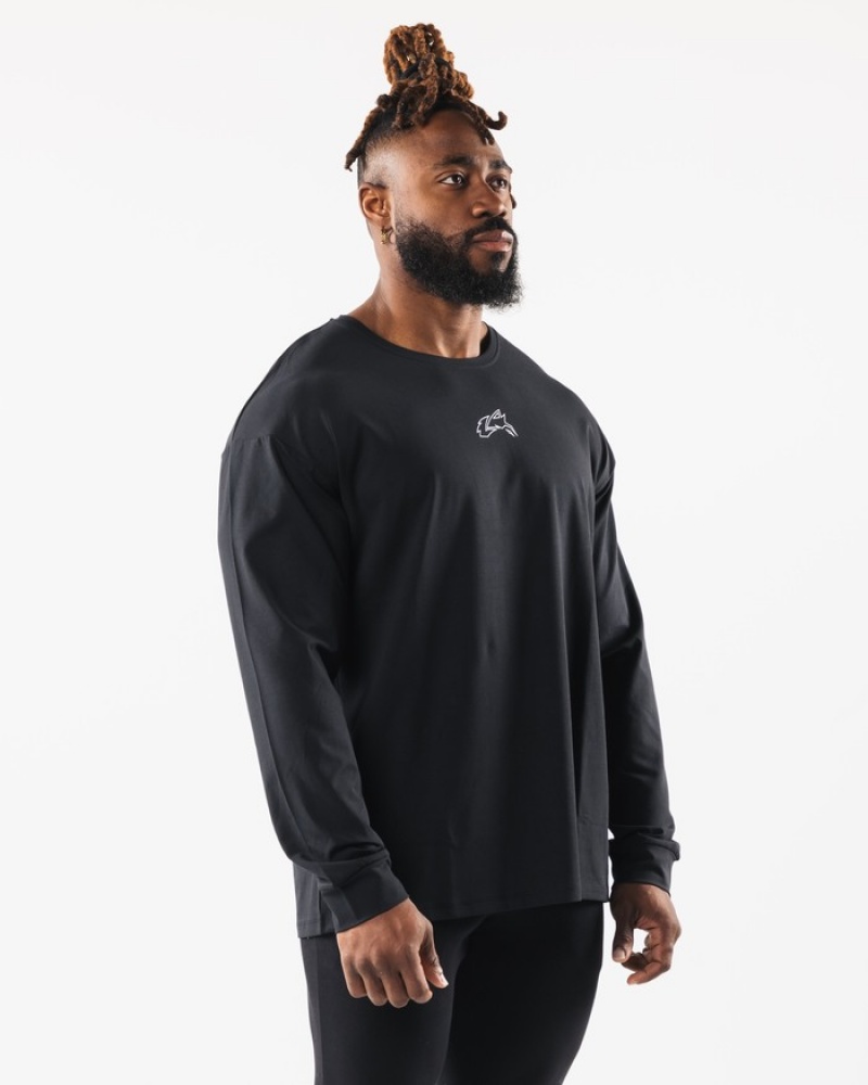 Alphalete Wolf Head LS Overhemd Heren Zwart | 73NCSRXZH