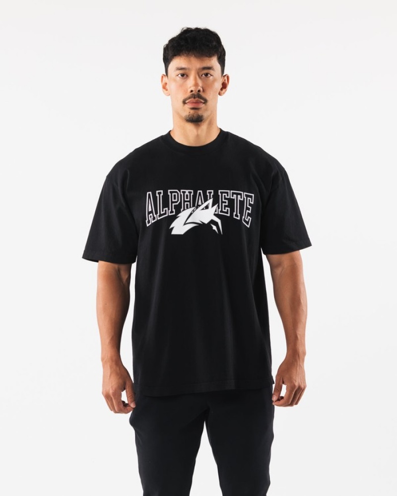 Alphalete Wolf Head Overhemd Heren Zwart Wit | 03YEXFBHQ