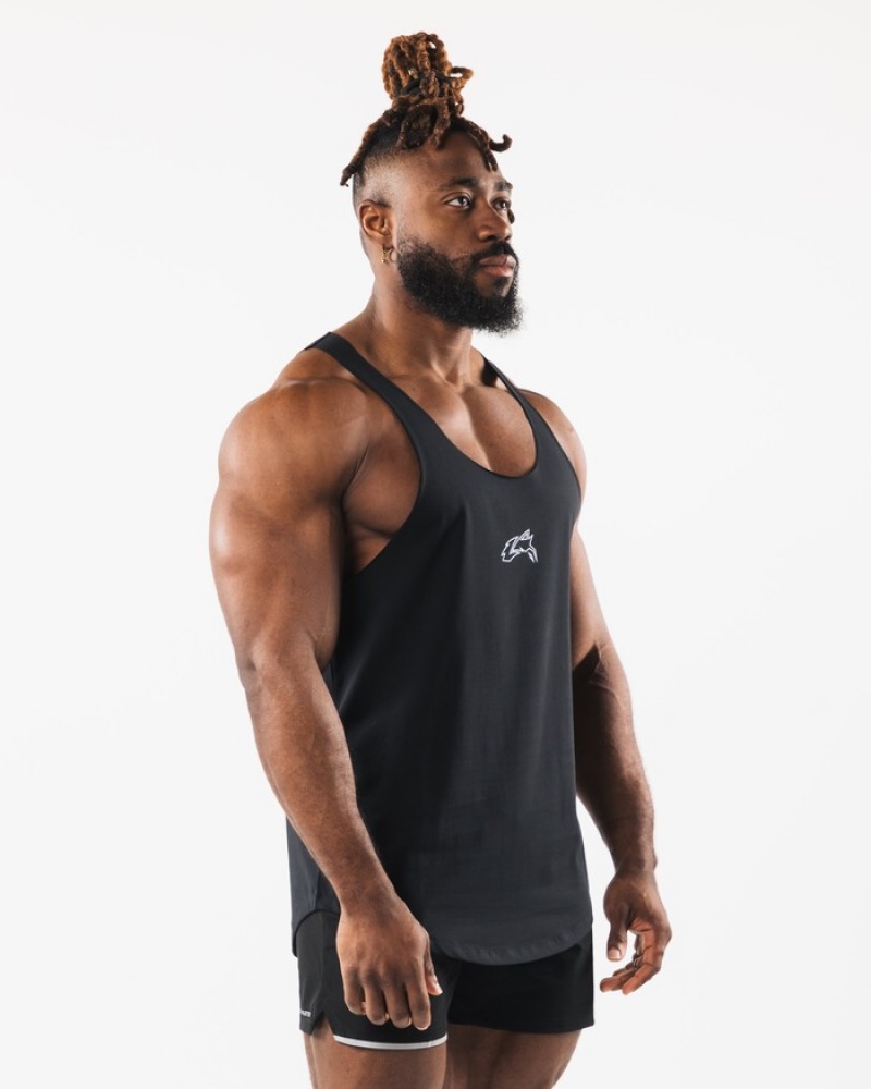 Alphalete Wolf Head Raw Cut Tanktop Heren Zwart | 07XHIDGOQ