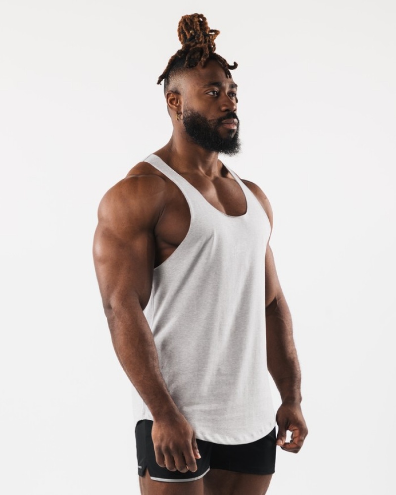 Alphalete Wolf Head Raw Cut Tanktop Heren Grijs | 13ASJZCXF