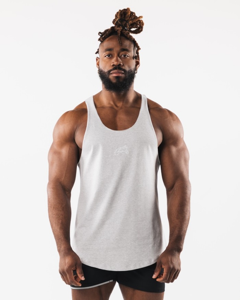 Alphalete Wolf Head Raw Cut Tanktop Heren Grijs | 13ASJZCXF