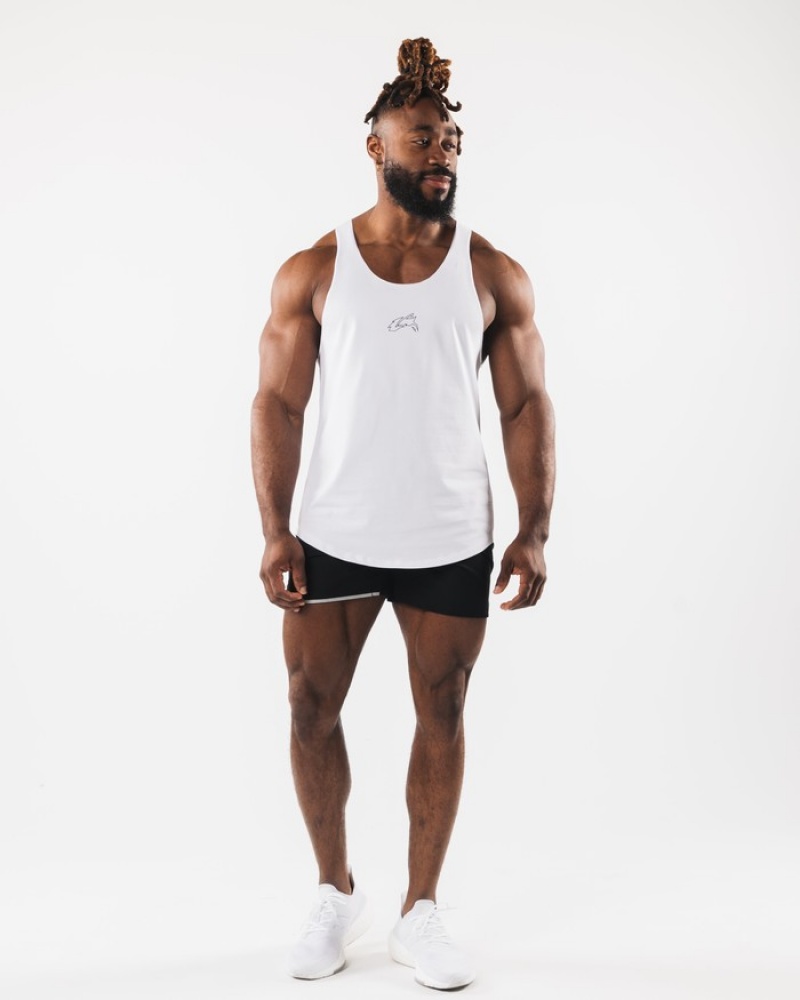 Alphalete Wolf Head Raw Cut Tanktop Heren Wit | 95HGTSRWY