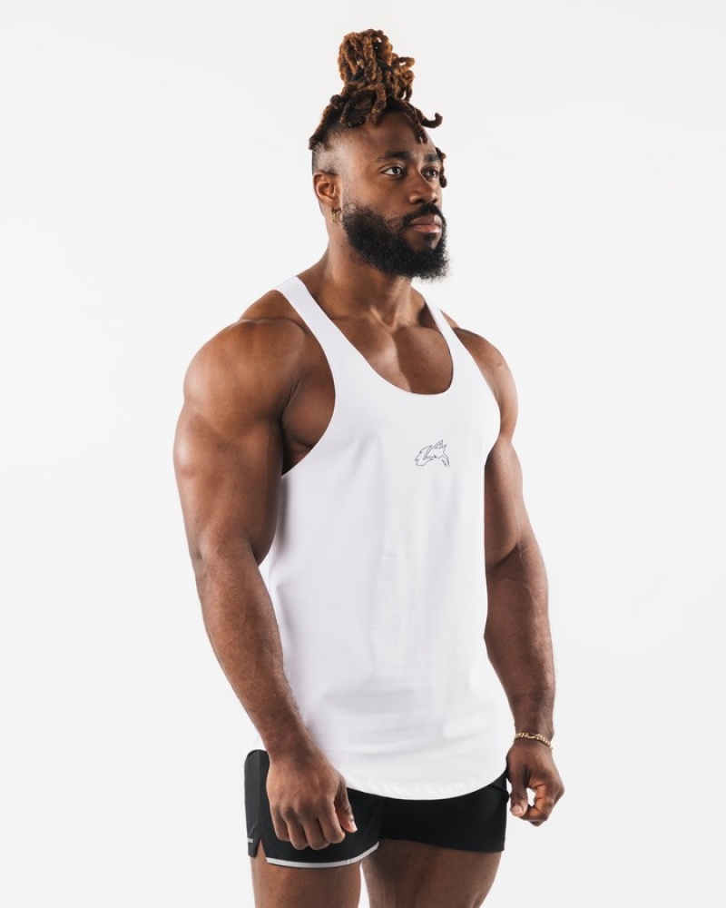 Alphalete Wolf Head Raw Cut Tanktop Heren Wit | 95HGTSRWY